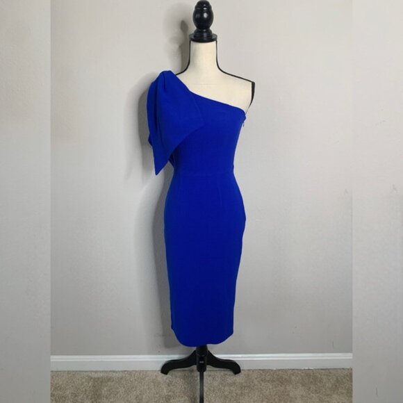 Dress The Population Blue Tiffany One Shoulder Midi Dress - Picture 6 of 15
